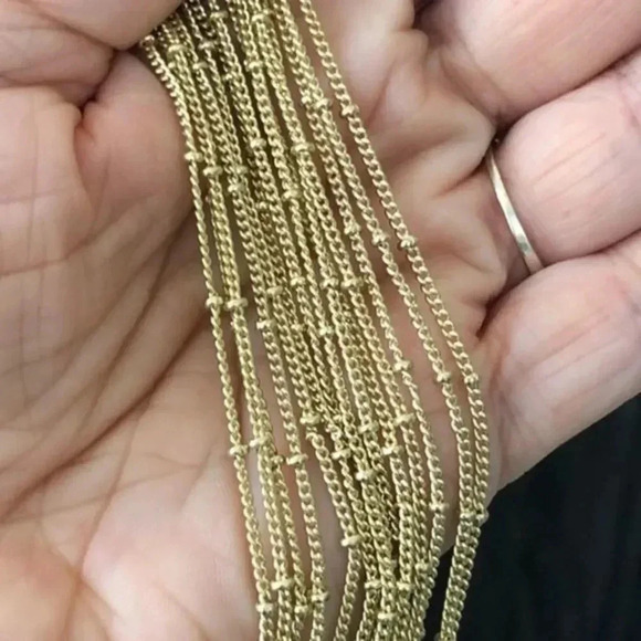 Green Glass Globe Seashell Conch Crystal 14k Gold Plated Station Chain Necklace - Picture 5 of 6